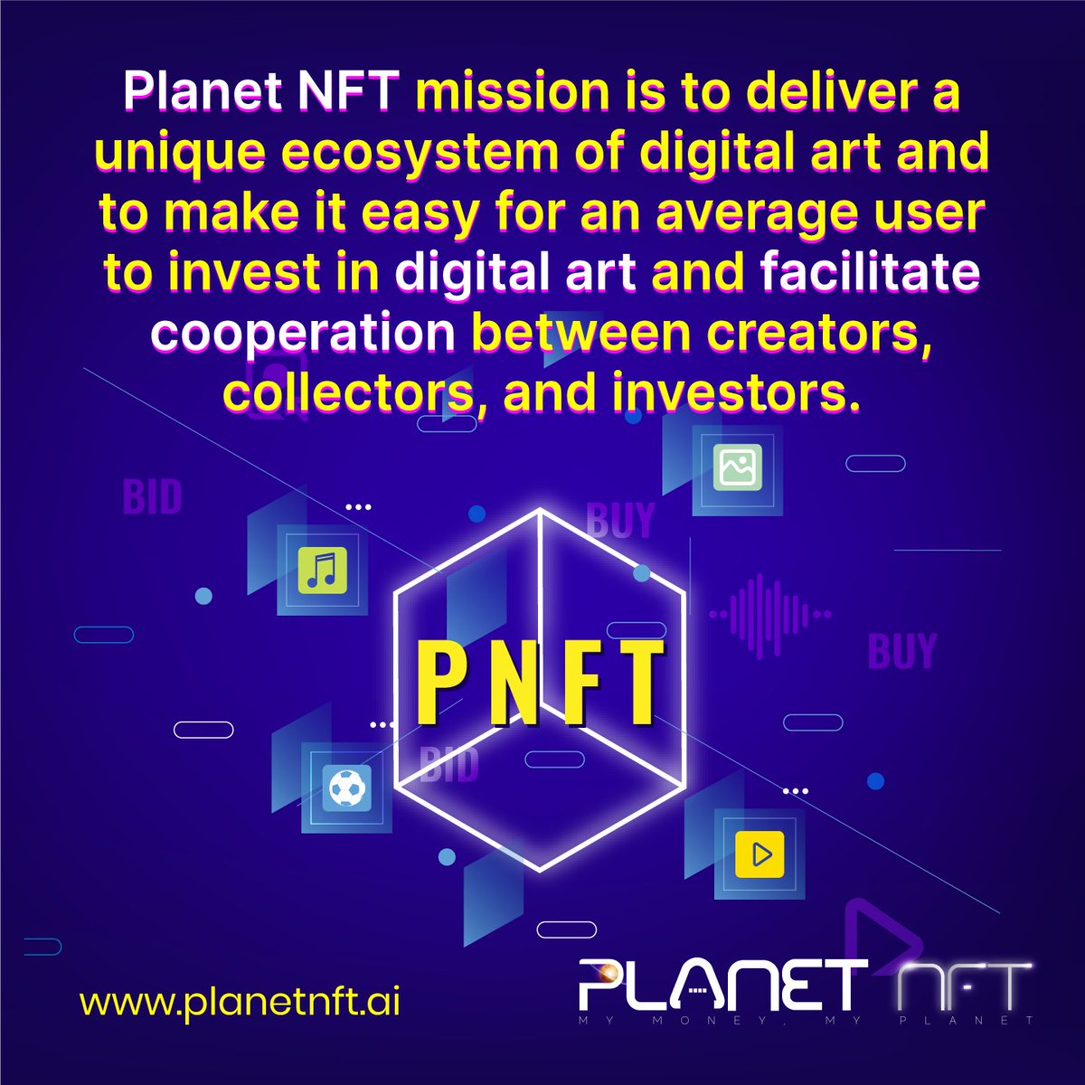 planetnft_PNFT's tweet photo. Mission:
Our mission is to deliver a unique ecosystem of digital art and to make it easy for an average user to invest in digital art and facilitate cooperation between creators, collectors, and investors.
Visit us: https://t.co/iRuIbgEMGo
#PNFT
#PlanetNFT
#MetaNodes
#NFT https://t.co/jbk2x16Uca