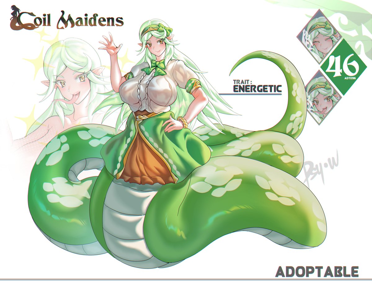 WonglikhitR's tweet photo. 🐍Adoptable 46 Green Coil Zoey🐍
.
Adoptable on auction, get her here :
https://t.co/nGxLsodh2d…
.
#adoptable #lamia #coil #snakes #characterdesign https://t.co/KCbGp6ZJGl