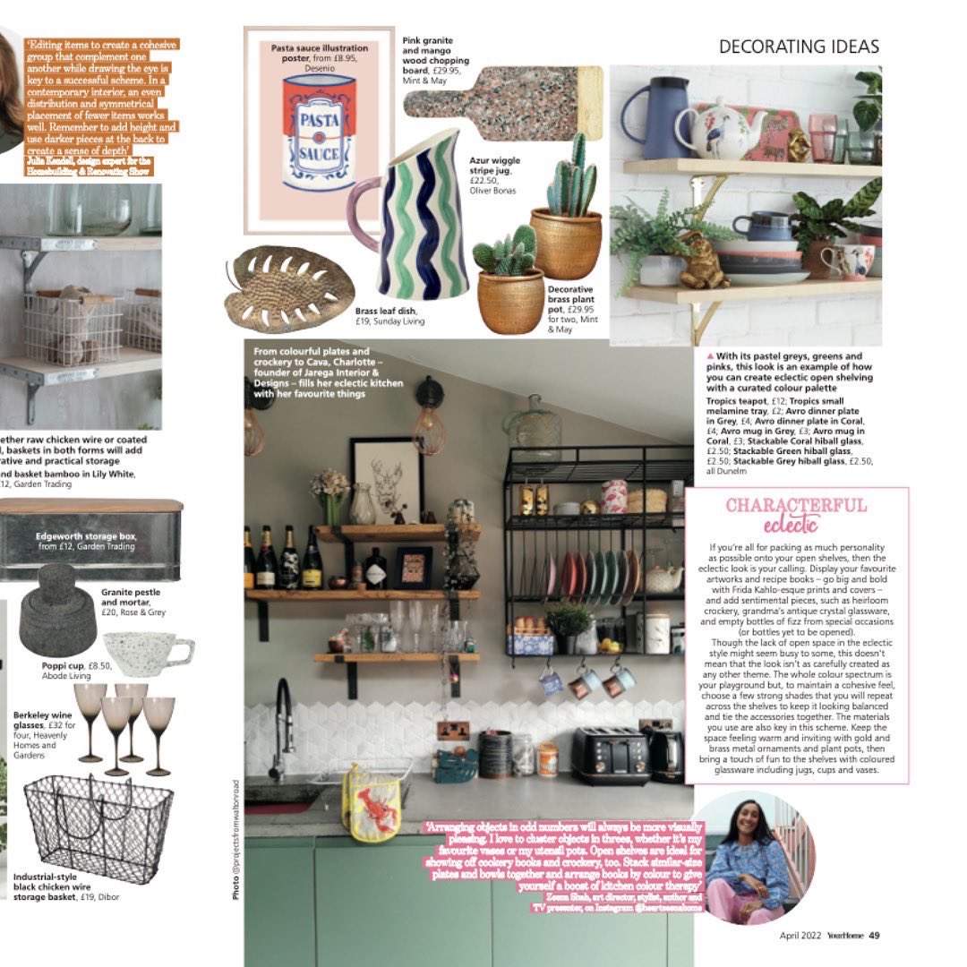 Ways to elevate open-shelving - read my tips in the April issue of  <a href="/YourHomeMagazin/">Your Home Magazine</a> on how to style your kitchen shelves 🪴 
<a href="/RococoMcr/">Rococo PR</a> 
#openshelving #shelving #interiordesign #interiordesigner #luxuryinteriordesigner #yourhomemagazine #interiørtips #interiorstyling #interior
