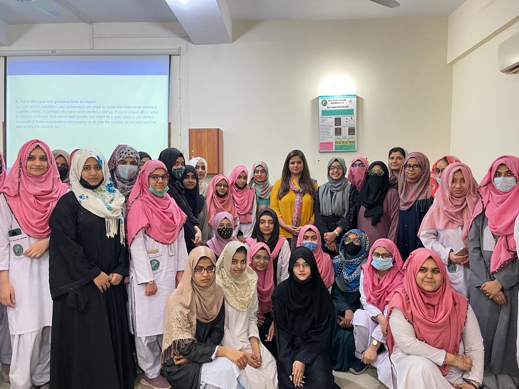 Sana Shah (Creative &amp; Outreach Manager) and Tooba Khan (Events Manager) from the NICK team visited Jinnah University for Women for a session on entrepreneurship and startups for their computer science students and entrepreneurship society.

#StartSomething #SayHelloToNick