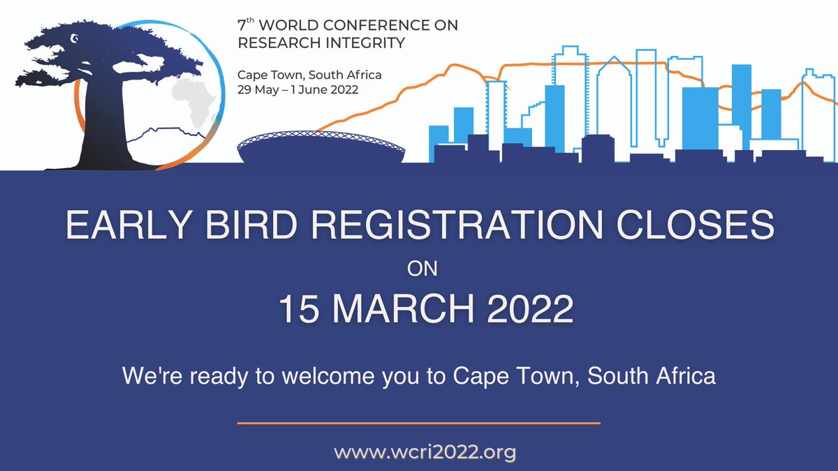 World Conf Research Integrity (@wcrifoundation) on Twitter photo Be sure not to let this date pass you by! Watch this space for the various fantastic plenary sessions, workshops and other events you can expect at #WCRI2022. Attend in-person or virtually. <a href="/C0PE/">COPE</a> <a href="/Path2Integrity/">Path2Integrity</a> <a href="/JAByrneSci/">Prof Jennifer Byrne 🧬</a> @BoardEnrio <a href="/ntobekon/">Ntobeko Ntusi</a> <a href="/RobinDrennan/">Robin Drennan</a> <a href="/chrisgrafpub/">Chris Graf</a> Be sure not to let this date pass you by! Watch this space for the various fantastic plenary sessions, workshops and other events you can expect at #WCRI2022. Attend in-person or virtually. <a href="/C0PE/">COPE</a> <a href="/Path2Integrity/">Path2Integrity</a> <a href="/JAByrneSci/">Prof Jennifer Byrne 🧬</a> @BoardEnrio <a href="/ntobekon/">Ntobeko Ntusi</a> <a href="/RobinDrennan/">Robin Drennan</a> <a href="/chrisgrafpub/">Chris Graf</a>