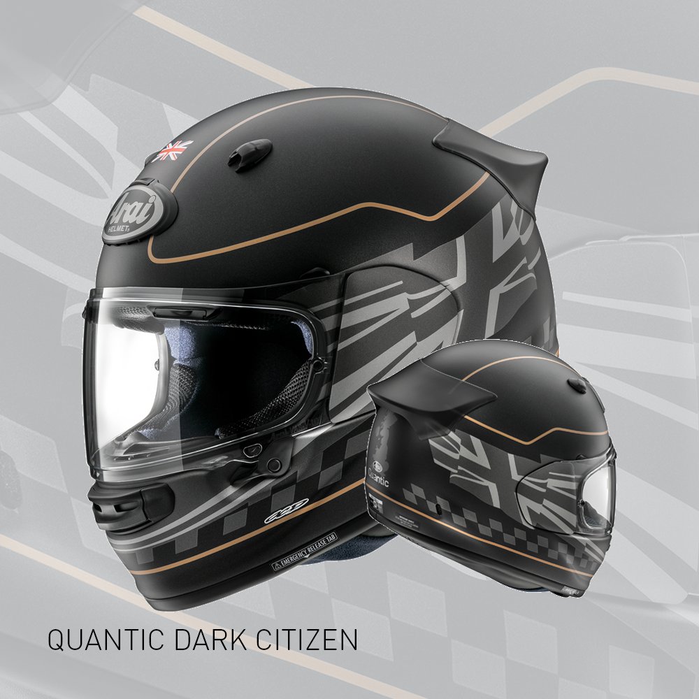 Using the aerodynamic and protective abilities of Arai’s full-race helmets, and all the experience and know-how earned over millions of road kilometres, the Quantic joins race and road specification together in sleek, beautiful form. #WhyArai