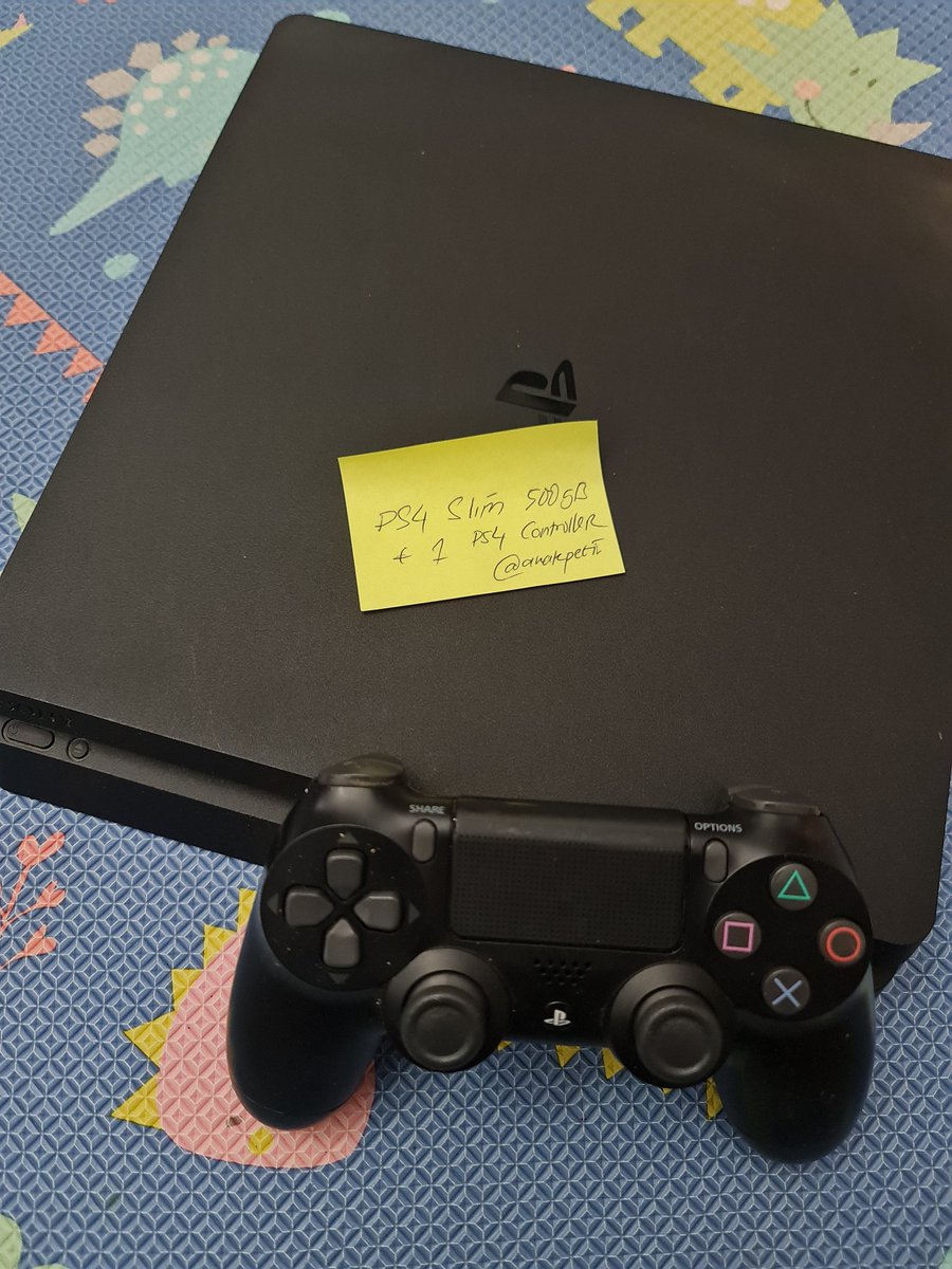 AnakPetir's tweet photo. PS4 for sale!

Slim PS4 500 gb + PS4 Controller.

Still works perfectly.

Reason to sell? I have two PS4, wabting to sell one.

PM me for price ask.
#PS4ForSale https://t.co/tRuqF3XO6T
