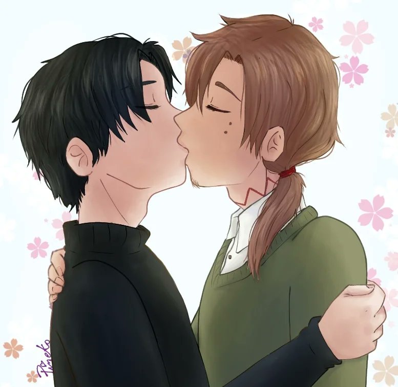 Pineko_000's tweet photo. Ideas that appear from conversations in discord (the idea is not mine)
Poor Geno, the kiss caught him off guard xD
In case it is not clear they are Geno, Reaper and Blard (from @Manuru_15) human version
#genosans #reapersans #blardsans #blaper #desertdeath #undertaleau https://t.co/EOhoQghzXA