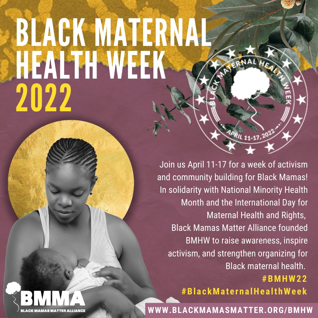 Get ready to celebrate the 5th anniversary of our highly anticipated Black Maternal Health Week campaign! 🙌🏾 

Access our official #BMHW22 Social Media Toolkit at blackmamasmatter.org/bmhw now! #BlackMamasMatter #BirthJustice #BlackMaternalHealth