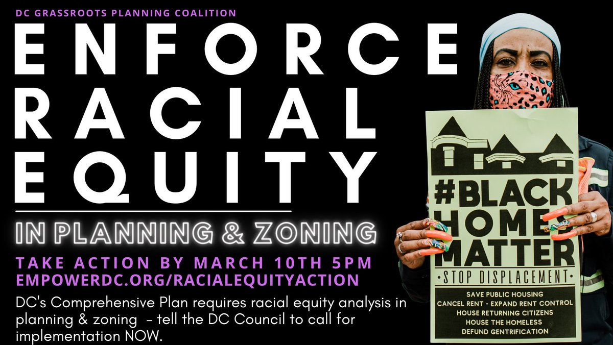 EmpowerDC's tweet photo. It's not enough to say "we considered racial equity" -the CompPlan requires @OPinDC & @OZinDC to develop "tools" & a"process" that includes use of data & analysis of impacts. Join us in calling on DC Council to enforce racial equity - take action at https://t.co/GHrJn1WlEv https://t.co/TU4dTOFPOx