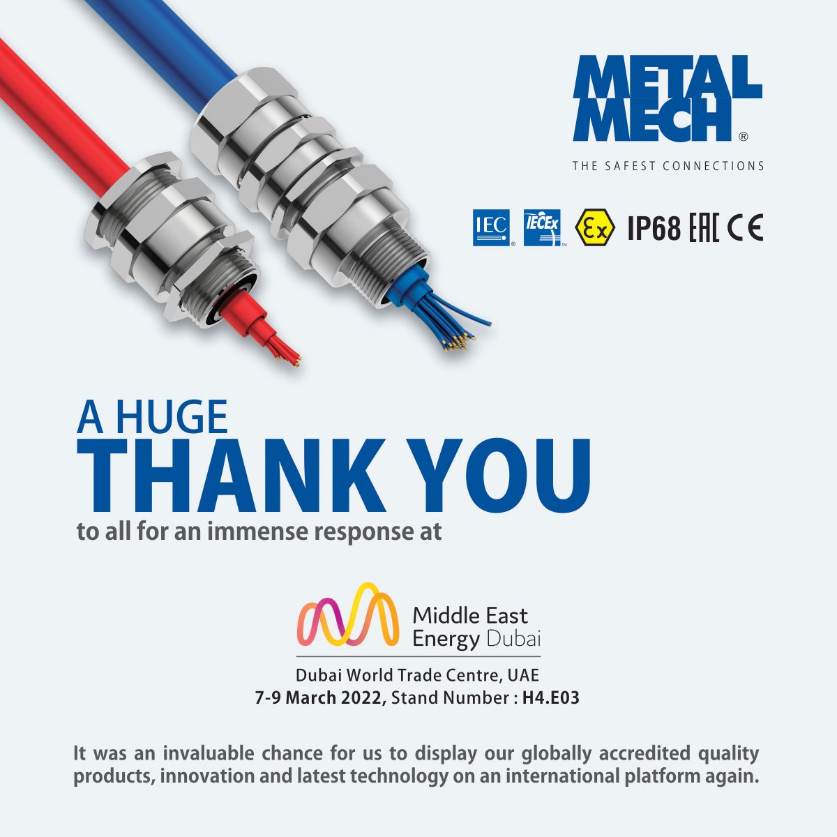 metalmecheng's tweet photo. A Huge #ThankYou to everyone for making our participation at #Dubai a great success and giving us an opportunity to have your valuable feedback.

Visit Us @ https://t.co/H5bja3eOBq

#MEE2022 #MEE #Manufacturers #CableGlands #ATEX #IECEX #IP68 #MetalmechEngineering #Jamnagar https://t.co/Bvn02RJd3a