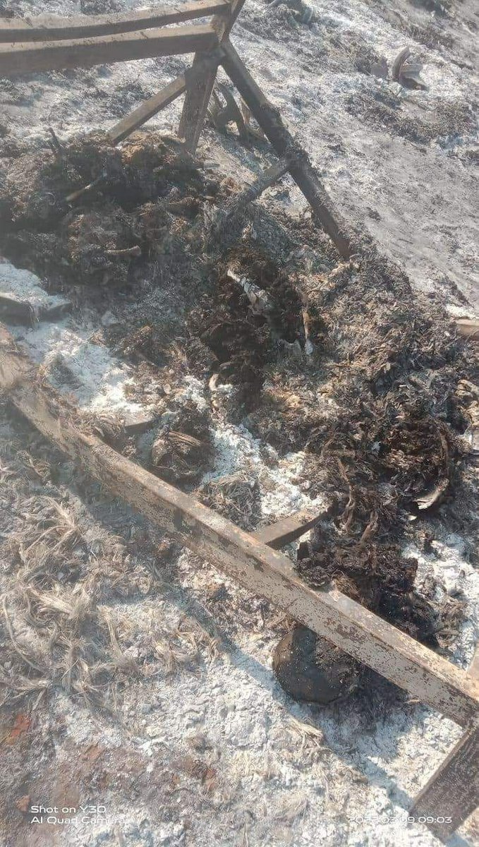 minn_robert's tweet photo. [Warning Graphic Content] 

Mar 8,2022/Burma

Junta troops burn to dead 8 IDPs who injured with their artillery attack in Yinmarbin Township,Sagaing Div.

The older one is age 93 women &amp; the younger is age 9 child

This's #WarCrimes Inte community mustn't ignore the situation 1/2 https://t.co/4oMff8HvlS