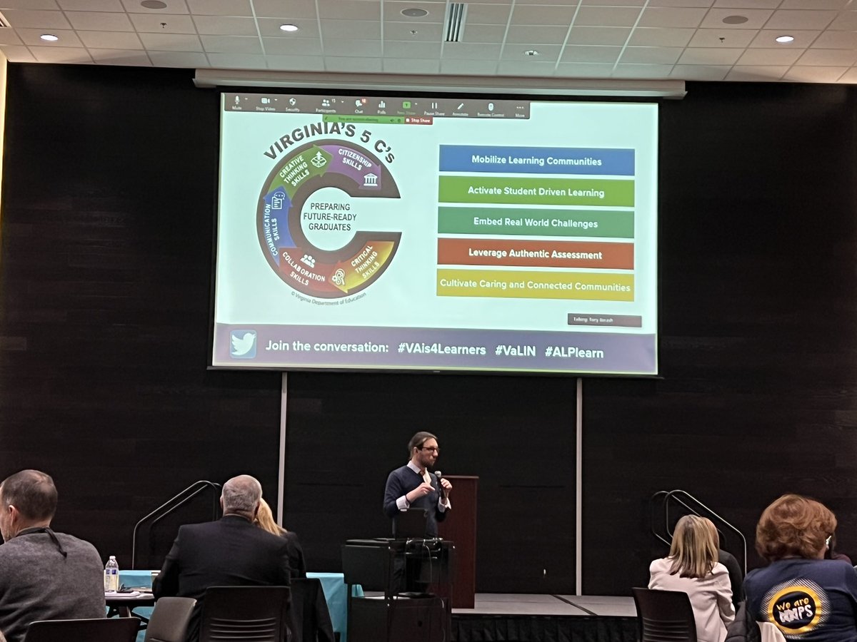 dramygriffin's tweet photo. Glad to be back in action at #VaLIN w/ work around the Profile of a Va Graduate, specifically the 5 C’s! #VAisforLearners @tborash https://t.co/rQX6xDMv56