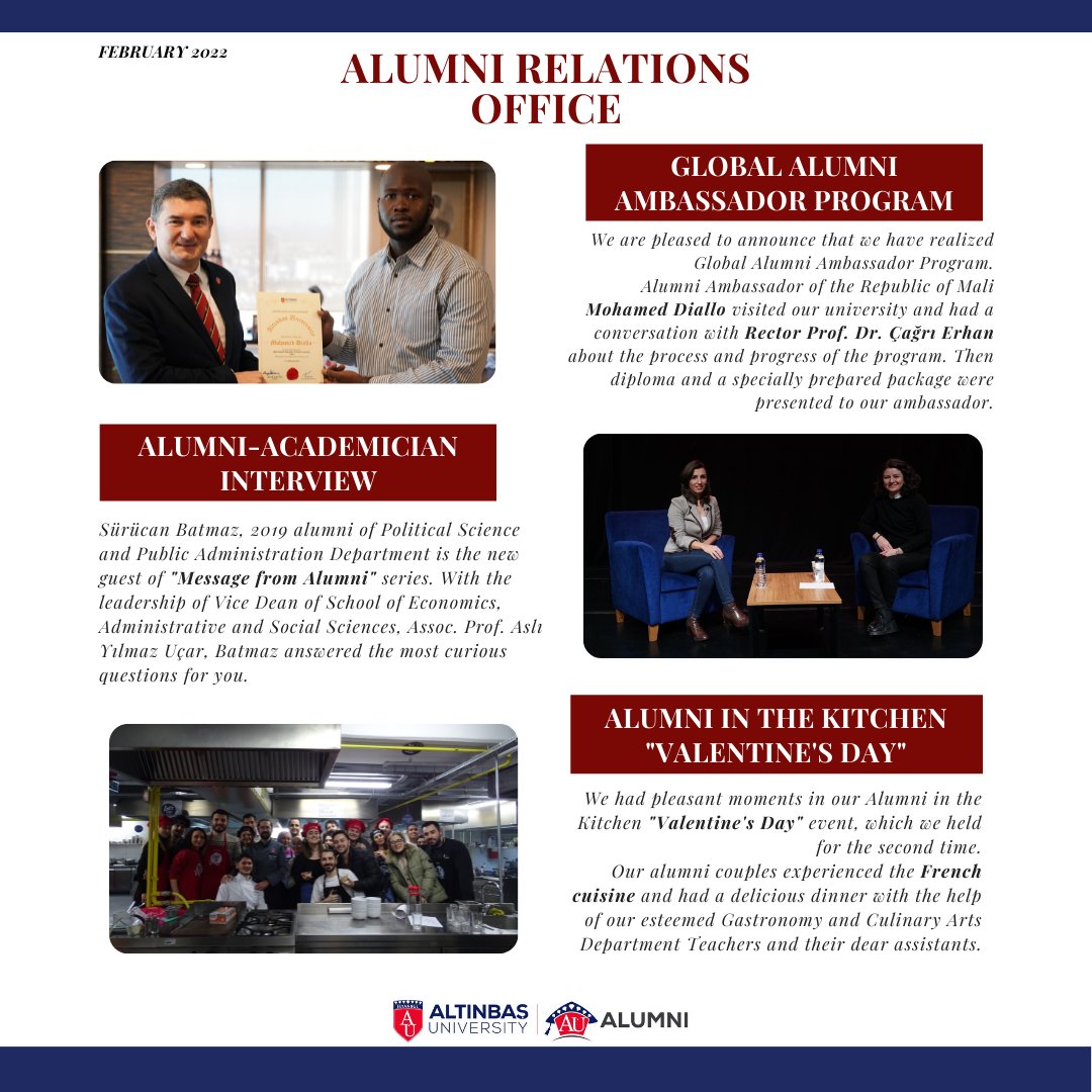 altinbasalumni's tweet photo. Alumni Relations Office February Bulletin

Mezunlar ile İlişkiler Ofisi Şubat Bülteni

@AltinbasUniv 
#Alumni https://t.co/c6K06IuXSB