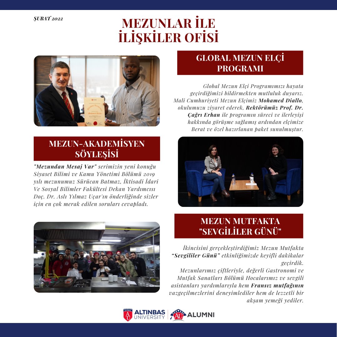 altinbasalumni's tweet photo. Alumni Relations Office February Bulletin

Mezunlar ile İlişkiler Ofisi Şubat Bülteni

@AltinbasUniv 
#Alumni https://t.co/c6K06IuXSB