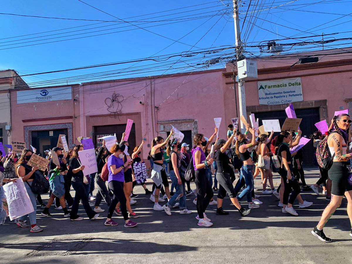 marlene_mi90's tweet photo. Mi primera marcha 💜🖤💚 en qro. #queretaro #8m #MarchaFeminista #nosomosuna #FuerzaMujer #SeVaCaer https://t.co/nG66zb6jmb