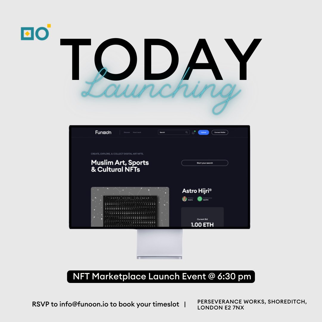 FunoonNft's tweet image. Launching the Funoon NFT Marketplace today, in shaa&apos; Allah! We can&apos;t wait to see you all at the launch event  🙌

#funoonnft #funoon #nft #blockchain #cryptocurrency #metaverse