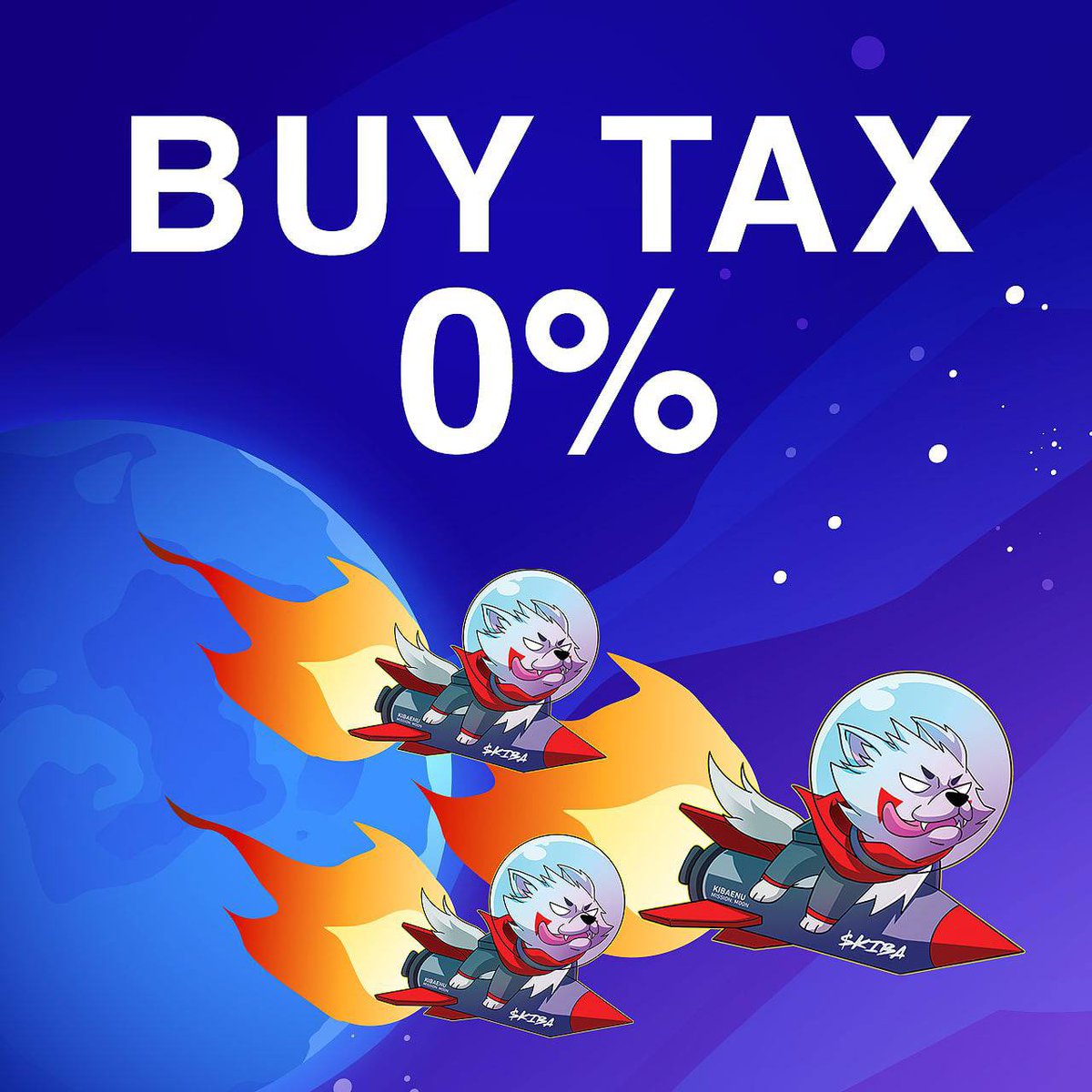 KibaInuWorld's tweet photo. Kiba Krew, We are happy to announce that the buy tax has been lowered to 0% for the next 24hrs! #KIBAKREW $Kiba https://t.co/KS3yHXwfeX