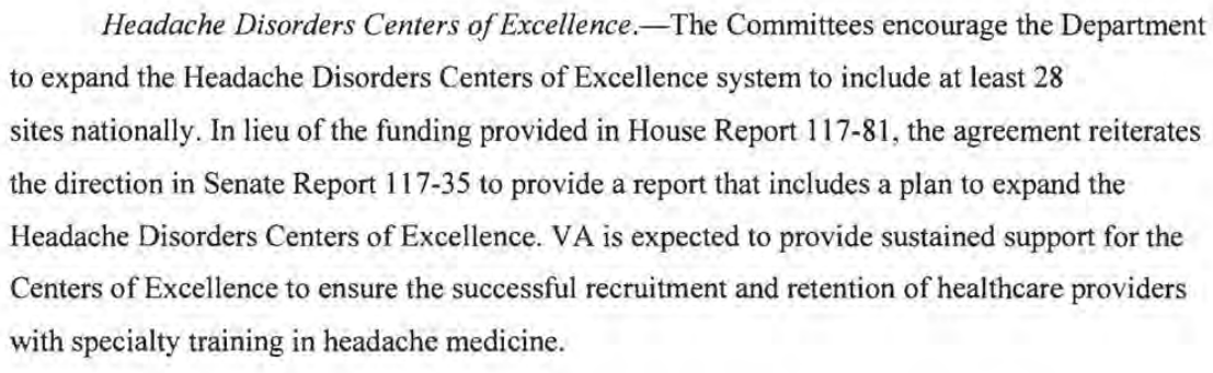 headachedoc's tweet photo. Final FY22 Omnibus directs @VeteransHealth to expand the system of #Headache Disorders Centers of Excellence (VHA HCoE) to 28 national sites with sustained support!

https://t.co/V6K294fdYr https://t.co/5dS6fYiwAI
