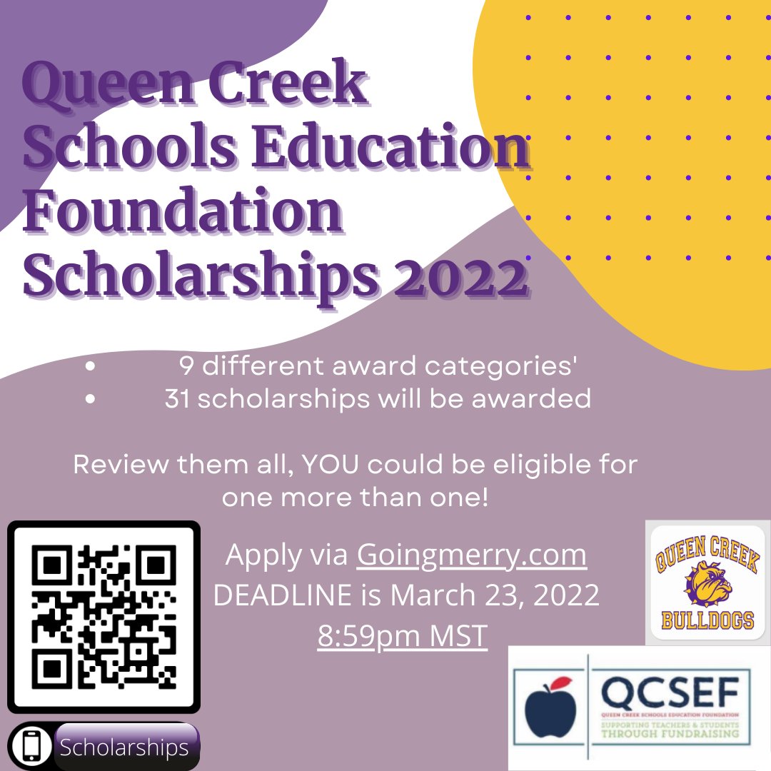 QCHS_CCC's tweet photo. WHAT ARE YOU DOING THIS BREAK? #FUNDYOURPATH AND GET YOUR π°APPS DONE!
The @qcsef Scholarship has more than 30 scholarships
Apply Today using @GoingMerryInc Tell your friends!
Deadline 3/23
#fundyourpath #QCleads @qcusd @QCBulldogs https://t.co/tQEtOP4ny8