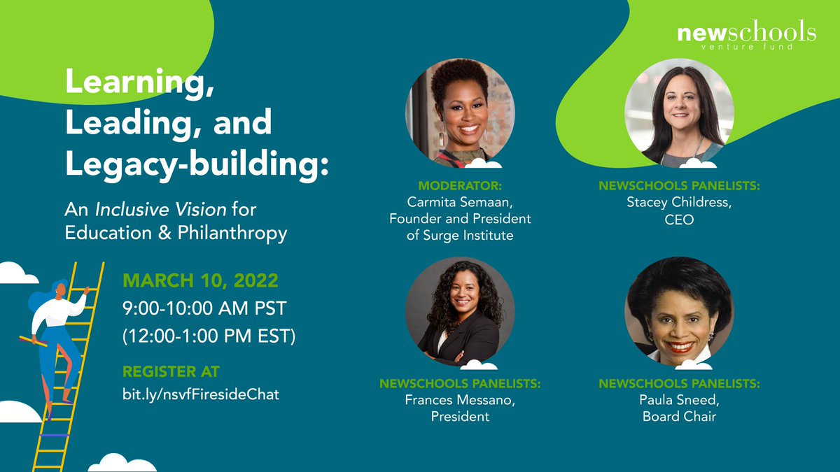 Surge Institute (@surge_institute) on Twitter photo Join us TOMORROW for a conversation with the bold women leaders who are taking <a href="/nsvf/">NewSchools</a> into the future! Featured speakers include Surge Founder & President, <a href="/CarmitaSemaan/">Carmita Semaan</a> and Surge Board member, <a href="/pasneed/">Paula A Sneed</a>. RSVP for FREE at: bit.ly/nsvfFiresideCh… #LeadTheSurge #NSVFLegacyBuilding Join us TOMORROW for a conversation with the bold women leaders who are taking <a href="/nsvf/">NewSchools</a> into the future! Featured speakers include Surge Founder & President, <a href="/CarmitaSemaan/">Carmita Semaan</a> and Surge Board member, <a href="/pasneed/">Paula A Sneed</a>. RSVP for FREE at: bit.ly/nsvfFiresideCh… #LeadTheSurge #NSVFLegacyBuilding