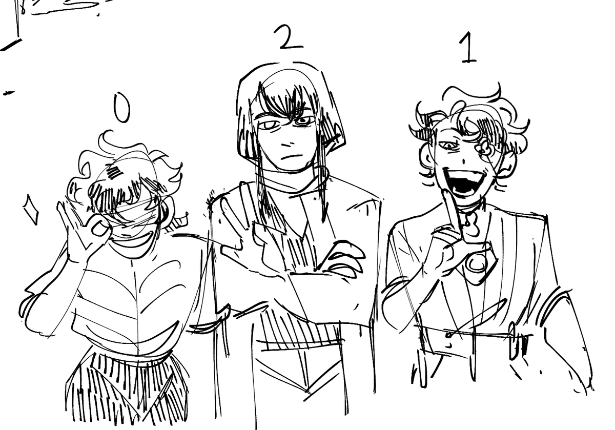 a song came on that reminded me of my old ocs so decided to scribble them. i've had them since middle school...
i like to call them the fish without eye trio (or fsh trio for short lol) they hunt evil gods for sport
#originalcharacter