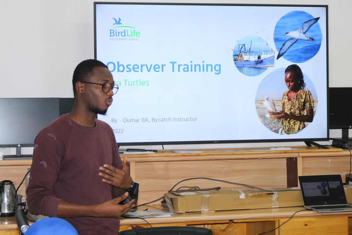 BirdLifeAfrica's tweet photo. ✅ 40 fisheries observers, 3 staff from the Vessel Monitoring System unit + 1 statistical data manager were trained last week in the Gambia on protocols for collecting data on the incidental catches of seabirds 🐦 and sea turtles 🐢 in industrial fisheries. 

@MavaFdn #bycatch https://t.co/NgHOX4s5uP