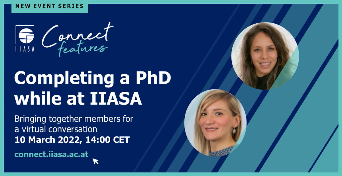 Don’t miss our next conversation on #IIASAConnect with Adriana Gomez and <a href="/dilekfraisl1/">Dilek Fraisl</a> tomorrow, 10 March, at 14:00 CET! 
They’ll be sharing their experiences of completing a #PhD while working at IIASA. #IIASANetwork
👉connect.iiasa.ac.at