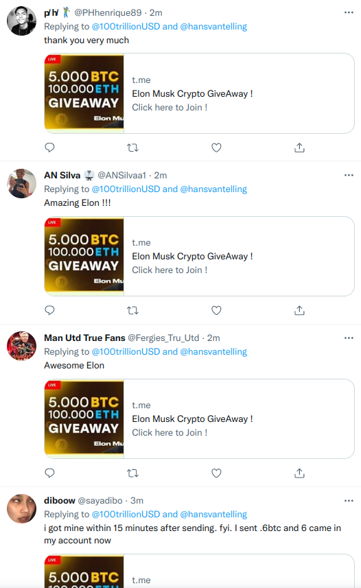 ⚠️My account is under attack by spam bots!
Every tweet &amp; comment is bombarded by giveaway scam comments. People are blocking me to get rid of the spam.  @TwitterSupport HELP! Also many "send me DM" impersonator scammers. If my account is down pls follow my COO @100trillionEur