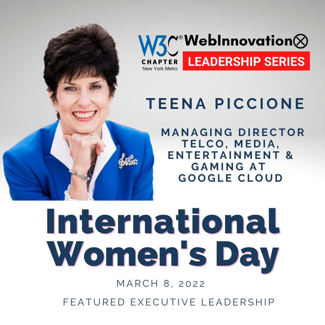 RachelYager's tweet photo. WATCH - Executive Leadership in Google Cloud with Teena Piccione at Google Cloud https://t.co/rL3gyUszKs In celebrating March 8th, the 2022 International Women's Day, #w3chapter invited Teena Piccione, Managing Director at Google Cloud, to share her experience. https://t.co/KjMg6m6zMA