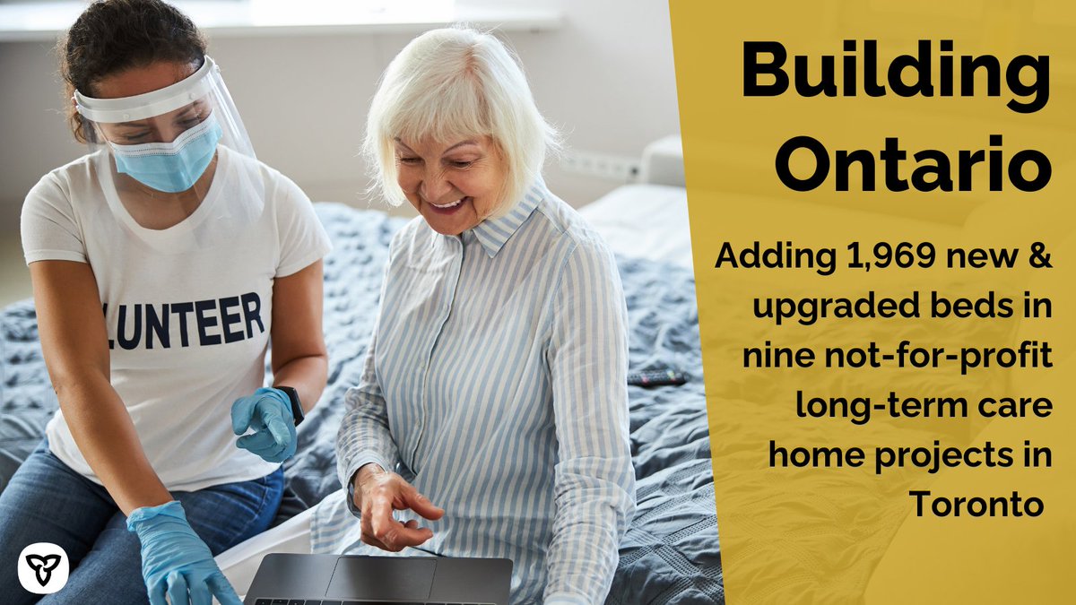 ONlongtermcare's tweet photo. Ontario is adding 1,328 new and 641 upgraded beds across nine #notforprofit long-term care homes in Toronto. There are now 120 not-for-profit long-term care projects in development or under construction in Ontario, with 22 in Toronto. #BuildingOntario https://t.co/aa67shFuYN https://t.co/Riabl0I1Za
