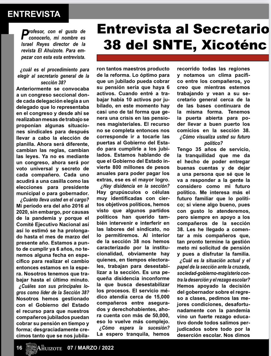 AhuizoteR's tweet photo. Entrevista al Secretario General de la Sección 38 del SNTE @xicotencatl38 @AhuizoteR https://t.co/LyS56Tn53J