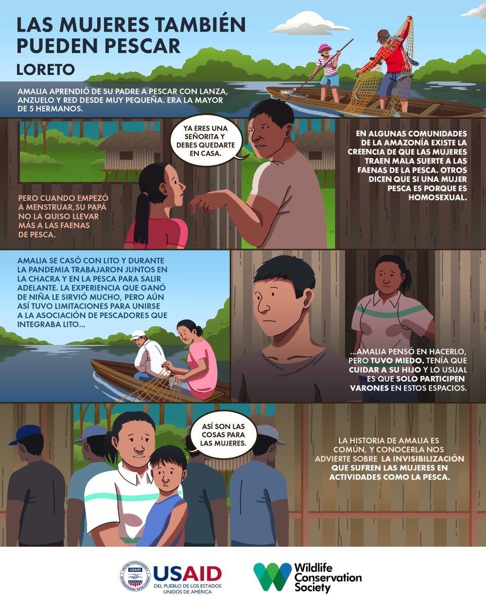 WCS_Peru's tweet photo. 🚣‍♀️Esta es la historia de Amalia, la mayor de 5 hermanos, que tuvo que aprender desde muy pequeña el arte de la pesca; sin embargo, conforme fue creciendo, su voz, participación e interés por la pesca se vieron limitados por la sociedad. Lee su historia https://t.co/x44ujmACTe https://t.co/m90VrnlEIQ