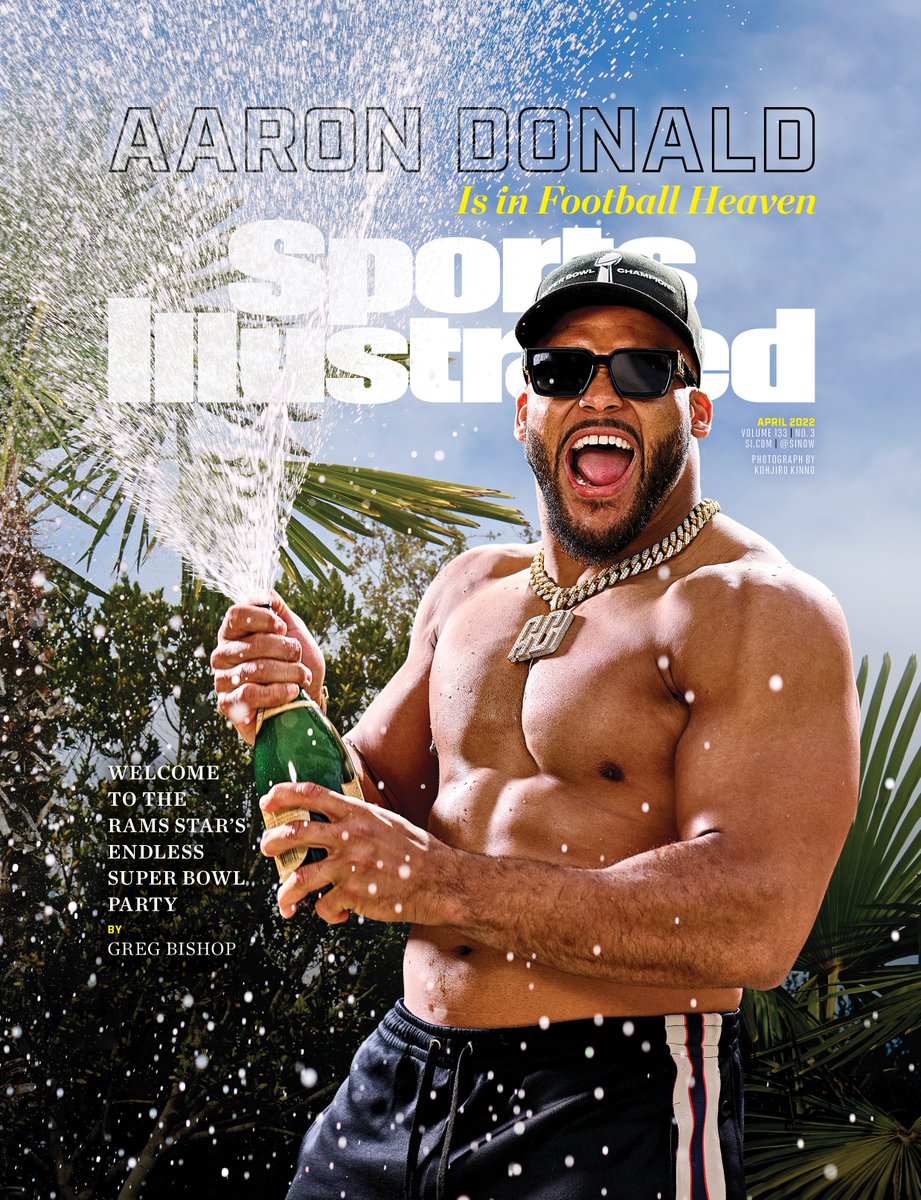 SInow's tweet photo. Aaron Donald thought he was speaking to an audience of one when he mentioned the possibility of retirement. The story hung over a whirlwind celebration of Super Bowl LVI.

Donald reveals to @GregBishopSI why he’s considering walking away, and much more https://t.co/5A3vByLZf6 https://t.co/JxtH6nex6C