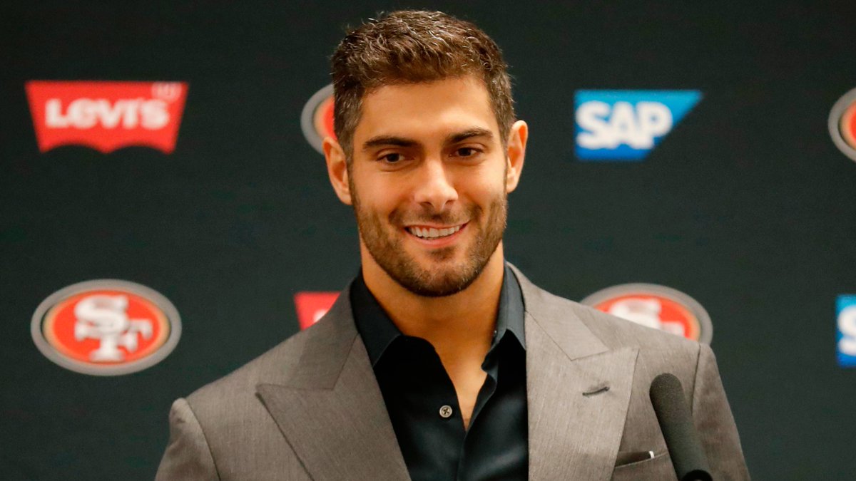 AroundTheNFL's tweet photo. Jimmy Garoppolo among winners, Chiefs among losers from a wild NFL Tuesday (via @jeffrichadiha)

https://t.co/ULJ5iM3qFz https://t.co/QGX9R2KSes
