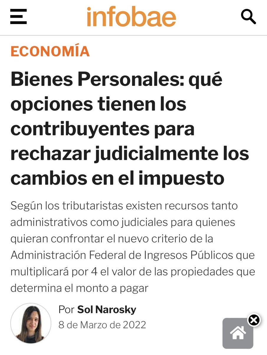 echegarayferrer's tweet photo. ¿Hay posibilidades de no pagar 
#BienesPersonales como consecuencia del revalúo de inmuebles ?
Mariano @MarianoEcheg en @infobae 
“Hay que
demostrar q estamos
ante una confiscatoriedad,
porque tenemos un
impuesto que excede los
límites legales".
Agradecemos la nota a @solnarosky https://t.co/vbCHb4BuO8