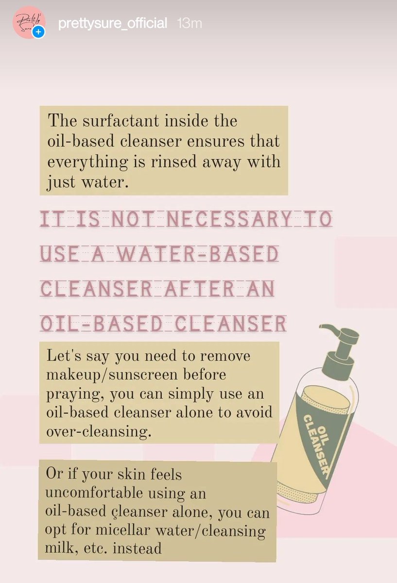 prettysure_ofcl's tweet photo. It is not necessary to use a water-based cleanser after an oil-based cleanser. https://t.co/K0aYMJH3ha
