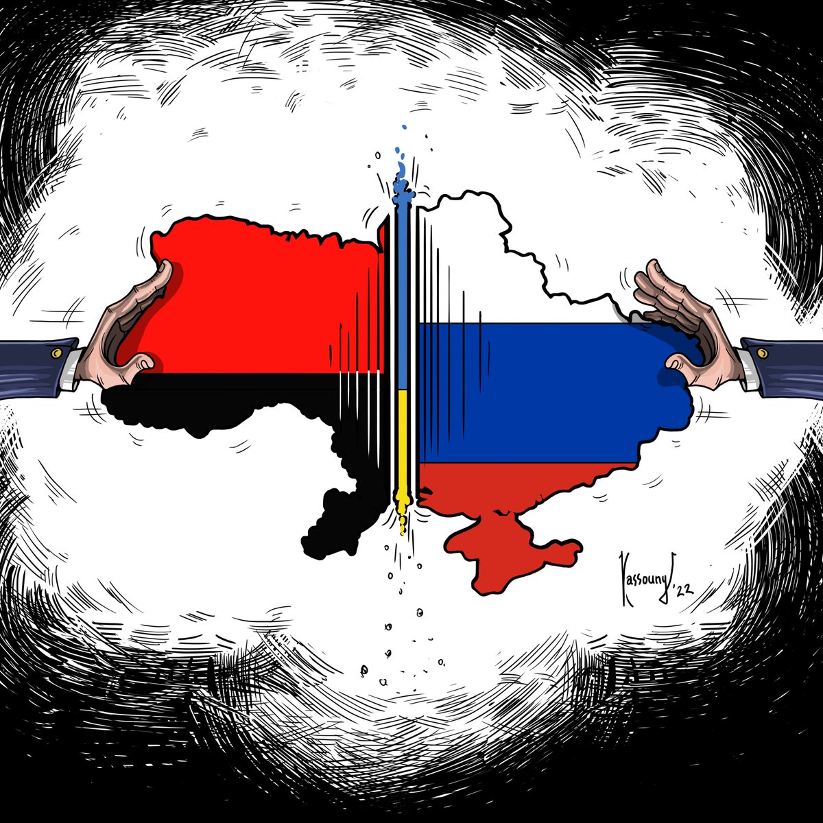 PUSH2oons's tweet photo. kassouny.v
Pushing Ukraine... between West and East!

#pushtoons #Push #cactus #waronukraine #ukrainerussiawar #ukraine #russia #putin #zelensky #war #flag #west #east #europe #eu #usa #china #caricature #cartoon #politicalcartoon #illustration https://t.co/2hUuCc5Vbe