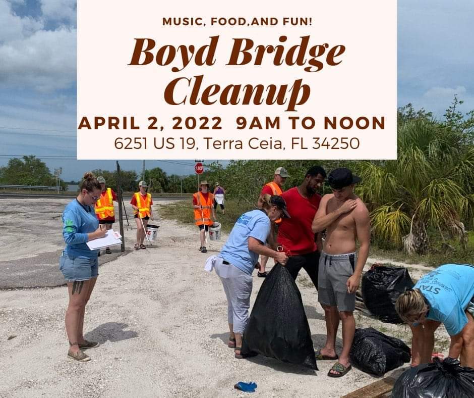 ManateeBeautiFL's tweet photo. Another opportunity to #KeepManateeBeautiful! We look forward to seeing you at our next First Saturday Cleanup on April 2. There will be music, food and fun at Boyd Bridge Cleanup from 9 a.m. - noon. #DoBeautifulThings https://t.co/kM9vtt9t3n