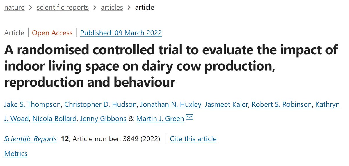 Jake Thompson (@jthompsonv1) on Twitter photo Really proud to have published this work from my PhD on living space for dairy cows! A huge thank you to all that made it possible <a href="/herdhealth/">RuminantPopnHealth</a> <a href="/TheAHDB/">AHDB</a> <a href="/NottinghamVets/">University of Nottingham Vet School</a>. You can now access the full article here: nature.com/articles/s4159… Really proud to have published this work from my PhD on living space for dairy cows! A huge thank you to all that made it possible <a href="/herdhealth/">RuminantPopnHealth</a> <a href="/TheAHDB/">AHDB</a> <a href="/NottinghamVets/">University of Nottingham Vet School</a>. You can now access the full article here: nature.com/articles/s4159…