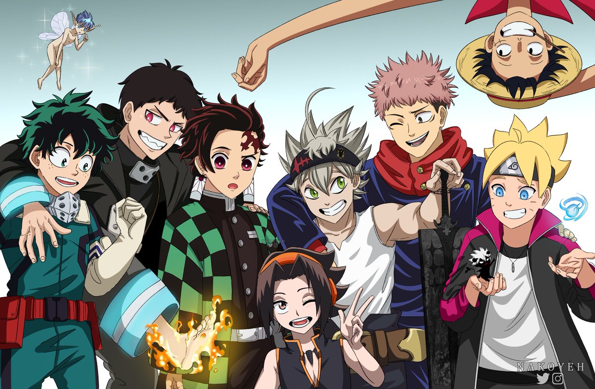 nakoyeh's tweet photo. If they could be friends, why can't we? 💕

((I'll try to add more characters next time))
#BlackClover #anime  #MyHeroAcadamia #BORUTO #JujutsuKaisen #DemonSlayer https://t.co/HxMeec4gr0