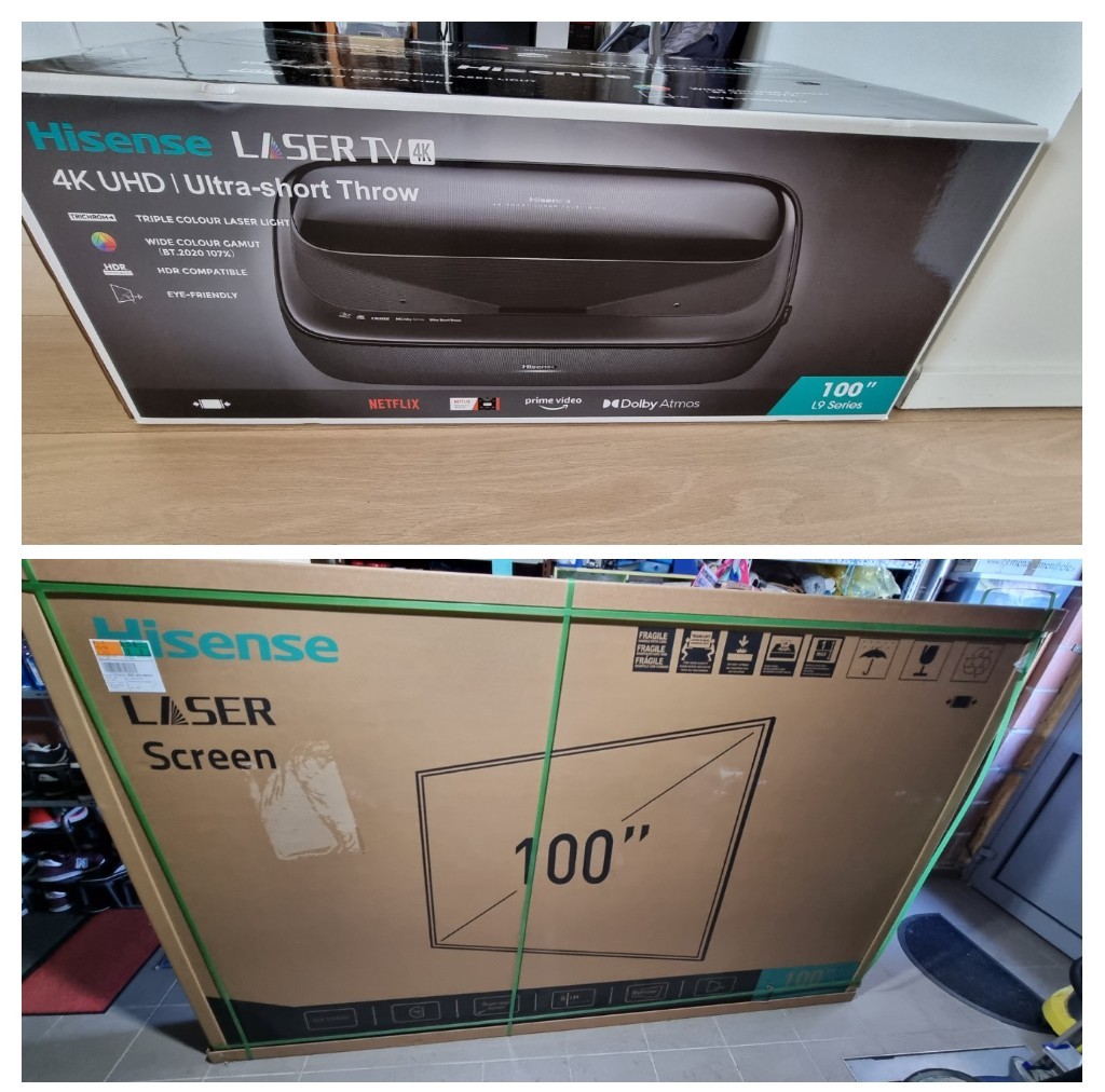LeCob58's tweet photo. @ppgarcia75 voici enfin mon projecteur Hisense Tri-Laser et son écran 100'' https://t.co/1Fne6ZPwcq