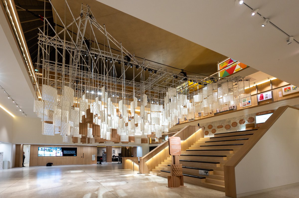 lightmotifprod's tweet photo. Alongside events, we also offer technical solutions to larger projects.
This is a sculpture we installed late last year. Weighing over 3 tonnes, we suspended it over the @designmuseum atrium. We also designed and installed the exhibition display along the mezzanine. https://t.co/Q8O1uI7e4T