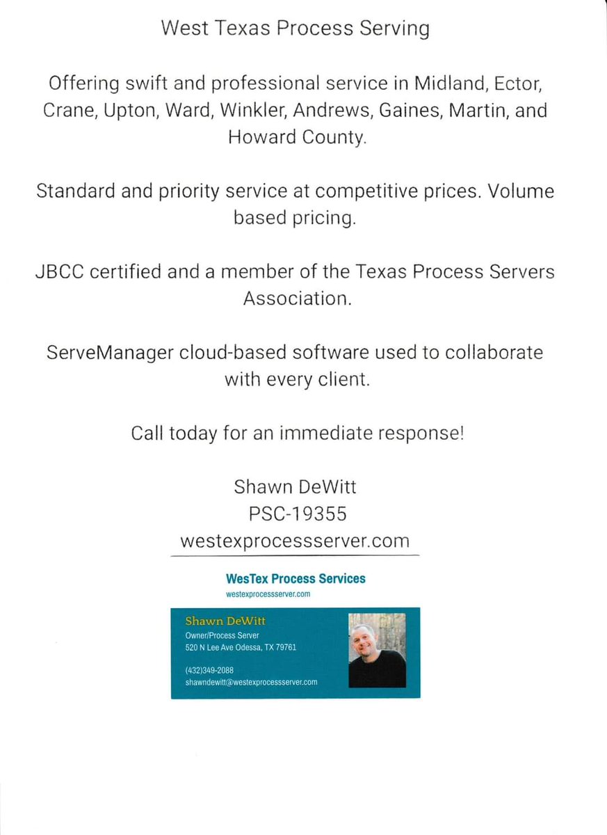WesTex Process Server @WestexServer - Twitter Profile | TwStalker