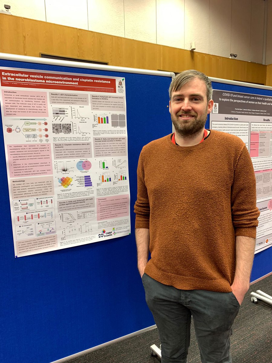 CancerBioengRG's tweet photo. Our group was out in force at the lunchtime poster sessions 👏 please stop by one of our researchers in the afternoon session to learn more about our work in #neuroblastoma 

@RCSI_Irl @NeuroblastomaUK @CFNCRF @CMRF_Crumlin @RCSIPharmBioMol @TissueEngDublin @RCSI_postgrad https://t.co/cquoxZWgMA