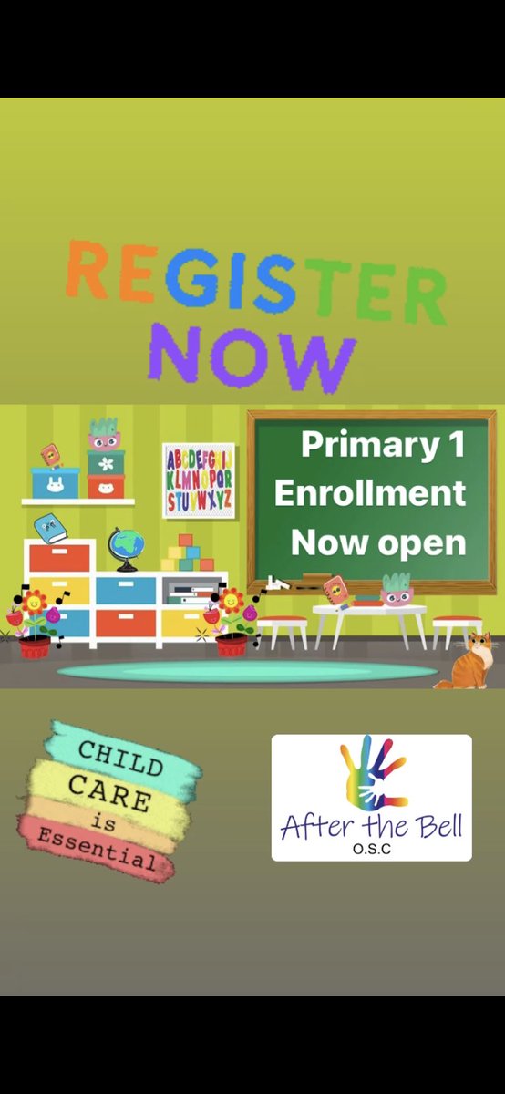 AfterthebellO's tweet photo. Our Primary 1 registration is now
open for after school care in @ToryglenPS . Children from @ToryglenPS  and @StBrigidsPS  can attend the service. Please contact the service to add your child to
the list. This should be done if you are awaiting acceptance for placing request. 😃 https://t.co/QlkIKY8xLt