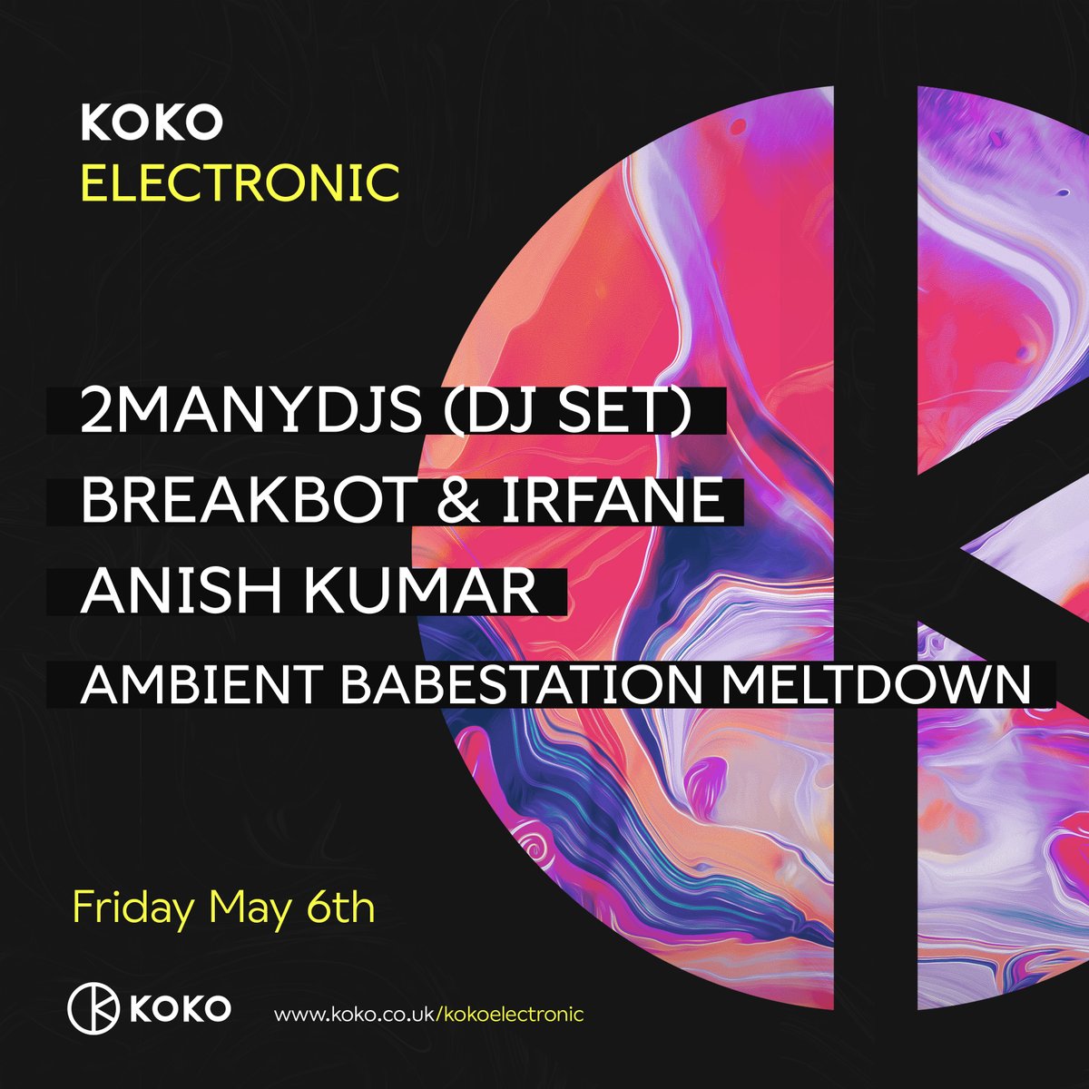 2manydjsTour's tweet photo. We're playing @kokoelectronic @KOKOLondon on 6th May.
Tickets go on sale 16th March @ 2pm 
https://t.co/p6gwqMf2zk https://t.co/ugHzI9uaKU
