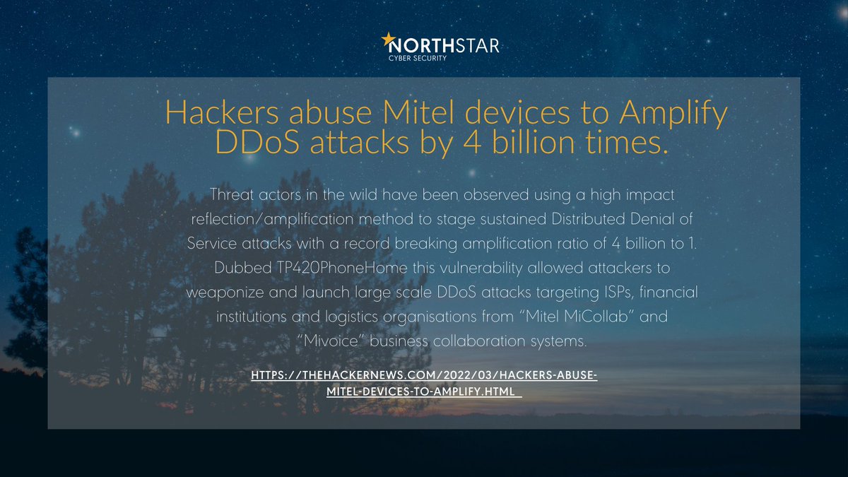 CybaVerse's tweet photo. Vulnerability allows amplified DDoS attacks

Threat actors are exploiting vulnerabilities in Mitel business collaboration software to amplify DDoS attacks by 4 billion times!

#CyberAttack #DDoS #Infosec #Cybersecurity https://t.co/j1vlRnPtKd