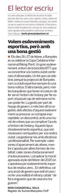 SumemCUPBNYS's tweet photo. Cal una acció de govern que eviti el caos quan es celebren esdeveniments esportius. La gestió actual provoquen un col·lapse a la ciutat. Volem esdeveniments esportius però amb una bona gestió. #debanyoles

https://t.co/4R301gxLaM https://t.co/dJ95Y5kUEg