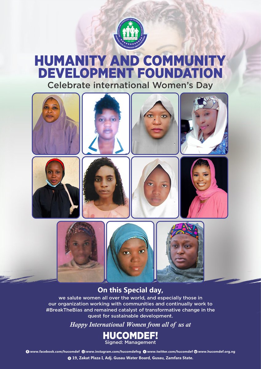 hucomdef's tweet photo. Yesterday was International Women Day, we salute women all over the world, and especially those in our organization working with communities and continually work to #BreakTheBias &amp; remained catalyst of transformative change in the quest for sustainable development.

#hucomdef https://t.co/yiostPez83