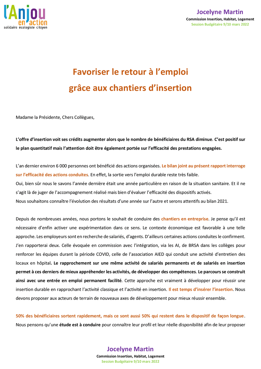 AnjouEnAction's tweet photo. RSA : "Proposer des offres d'insertion adaptées et efficaces pour un retour vers l'emploi !" Retrouvez l'intervention de @jocelyne martin #directcd49 https://t.co/cepGhCZL2g