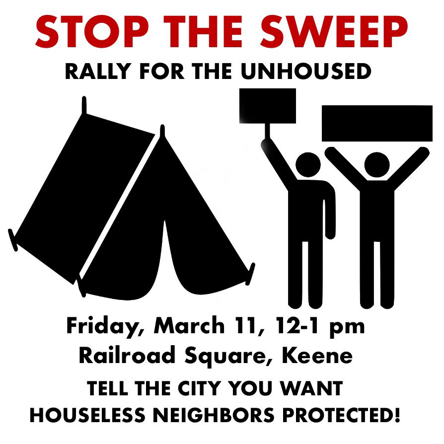 keenemutualaid's tweet image. Bring some signs, bring a friend, and bring your voice to stand up for the unfair and inhumane evictions of the unhoused population behind Aldi &amp;amp;Hannaford. Demand that the city provide protection, services, and assistance to these neighbors through this difficult time. @RightsNH