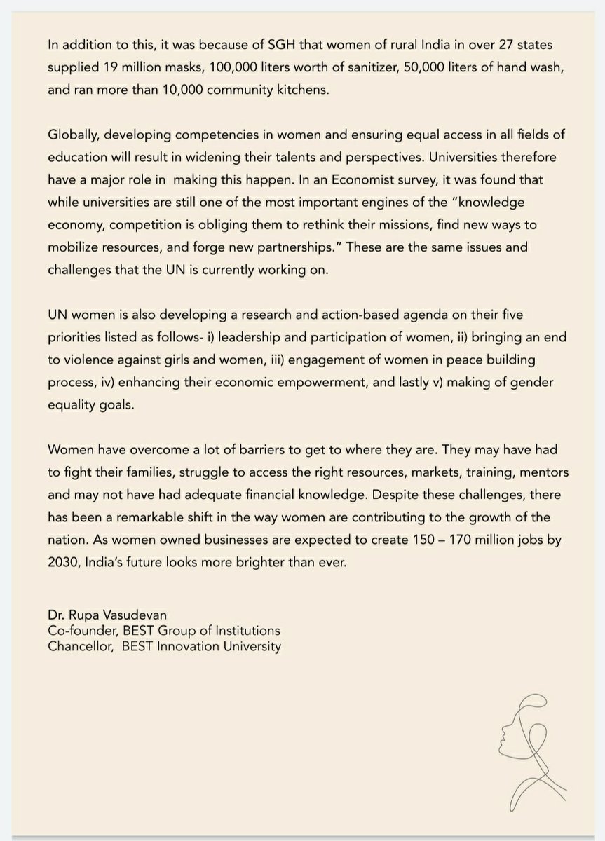 V_Rupa's tweet photo. "The rising role of Women Entrepreneurs'​ in Indian Economy."

Today we see women from all walks of life who are successfully taking on leadership roles. As women owned businesses are expected to create 150 – 170 million jobs by 2030, India’s future looks more brighter than ever. https://t.co/8AY9pELIjk