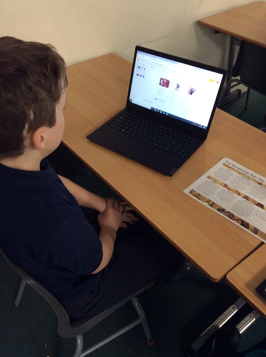 OVPSMrsFreeman's tweet photo. #OVPSclass9 Using @googleslides to make Roman gladiator top trumps @CSC_DigiLearn https://t.co/Gf6uvhyz96